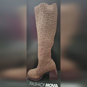 Brown combo boots